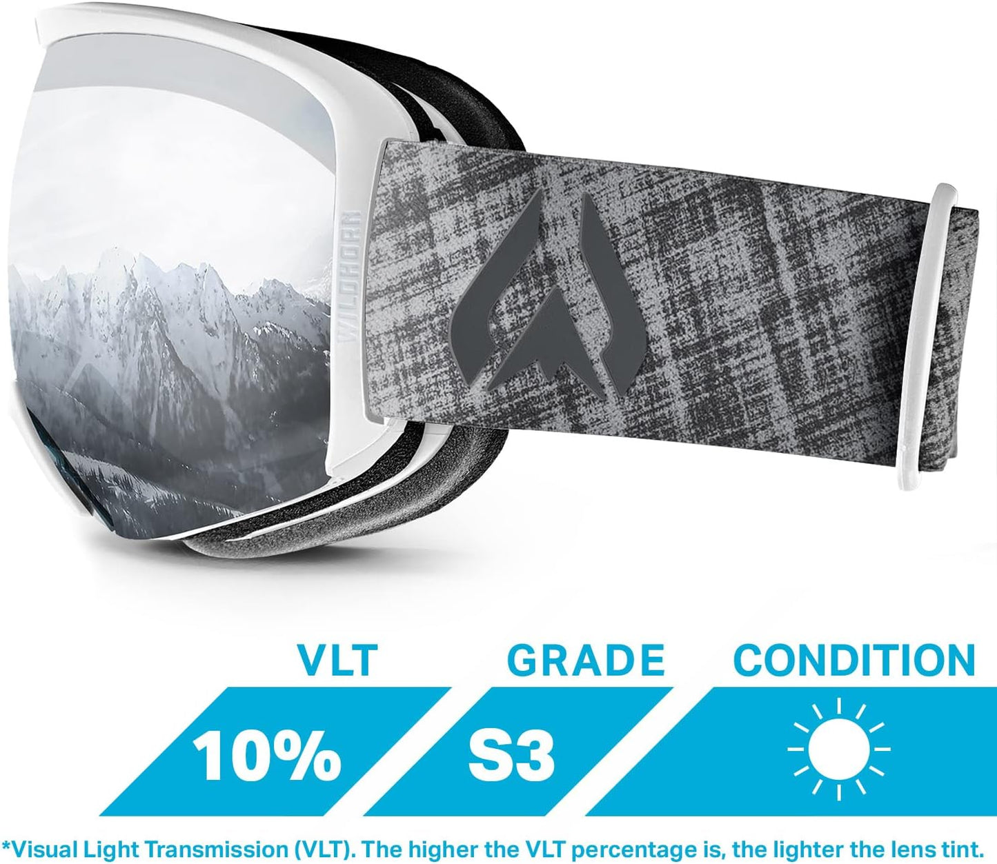 Wildhorn Cristo Ski Goggles Men Women 100% UV Anti-Fog OTG Snowboard Goggles- US Ski Team Official Supplier- Snow Goggles