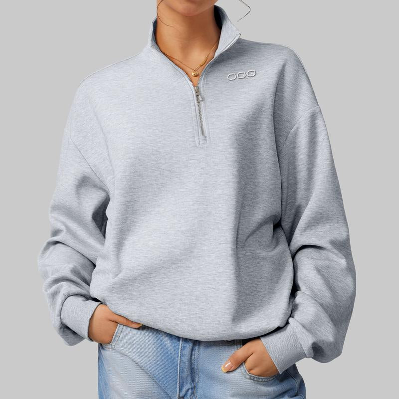 OQQ Women’S Athleisure Half-Zip Mock Neck Fall Long Sleeve Comfy Relaxed Casual Sweatshirts – Casual Lightweight Pullover Tops