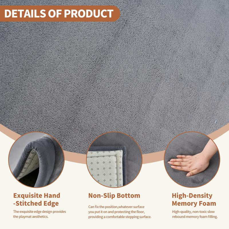 Slsy Baby Play Mat 1.4" Thick Memory Foam Nursery Rug Area Rug Yoga Mat Playmat Crawling Mat for Baby,Toddlers,Kids,Floor Mat Tatami Mat for Living Room with Non-Slip(Grey)
