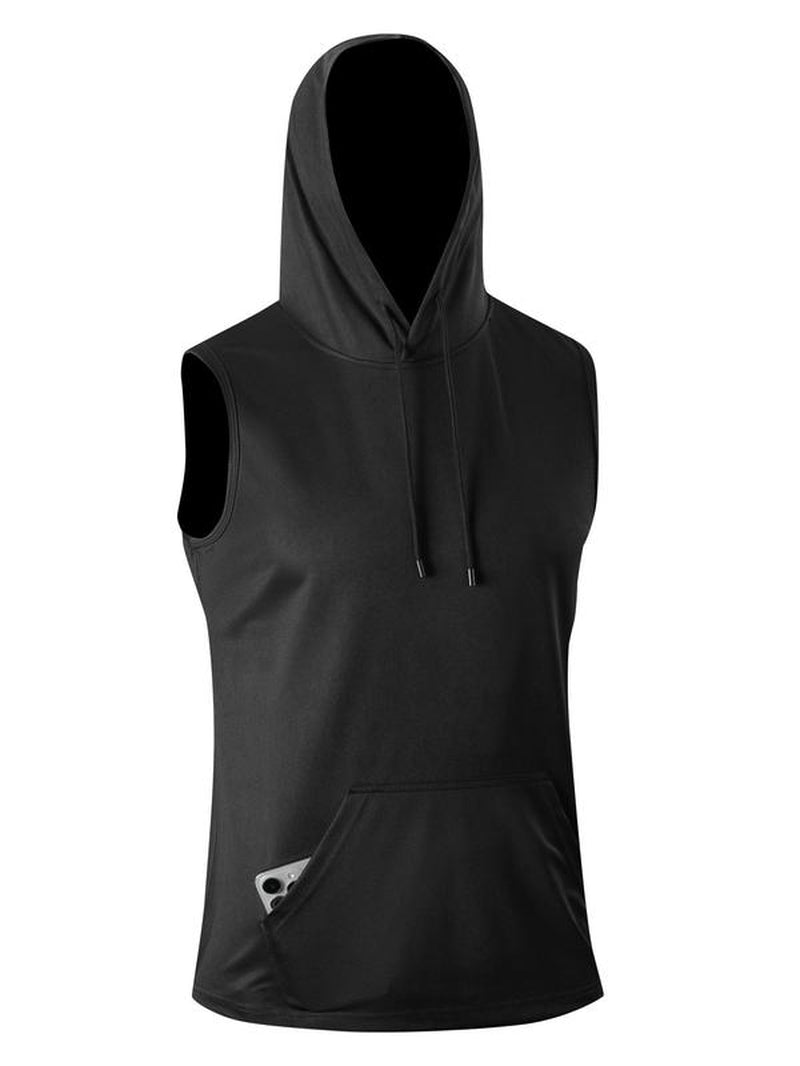 Men'S Plain Hooded Vests, Regular Fit Sporty Sleeveless Hoodie Vest for Running Gym Workout, Casual Men'S Top for All Seasons, Singlet