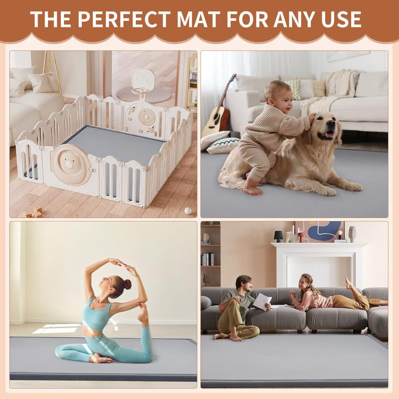 Slsy Baby Play Mat 1.4" Thick Memory Foam Nursery Rug Area Rug Yoga Mat Playmat Crawling Mat for Baby,Toddlers,Kids,Floor Mat Tatami Mat for Living Room with Non-Slip(Grey)