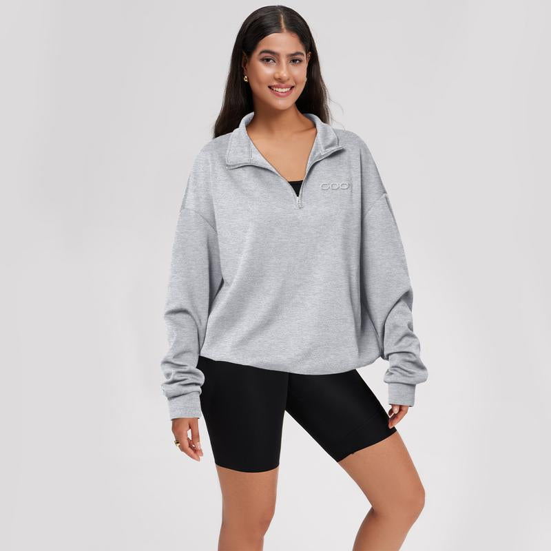 OQQ Women’S Athleisure Half-Zip Mock Neck Fall Long Sleeve Comfy Relaxed Casual Sweatshirts – Casual Lightweight Pullover Tops