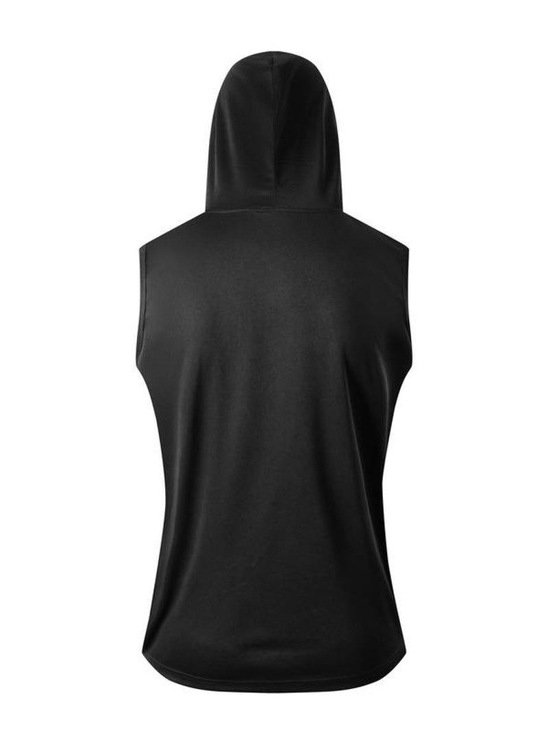 Men'S Plain Hooded Vests, Regular Fit Sporty Sleeveless Hoodie Vest for Running Gym Workout, Casual Men'S Top for All Seasons, Singlet