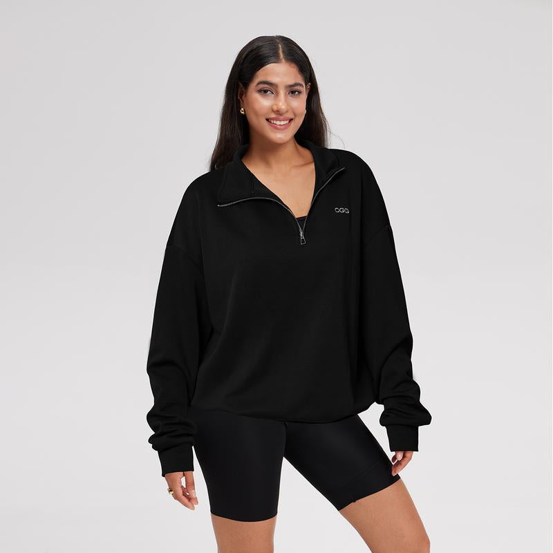 OQQ Women’S Athleisure Half-Zip Mock Neck Fall Long Sleeve Comfy Relaxed Casual Sweatshirts – Casual Lightweight Pullover Tops