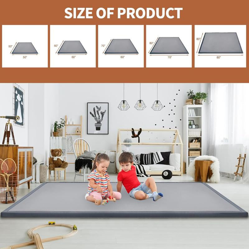 Slsy Baby Play Mat 1.4" Thick Memory Foam Nursery Rug Area Rug Yoga Mat Playmat Crawling Mat for Baby,Toddlers,Kids,Floor Mat Tatami Mat for Living Room with Non-Slip(Grey)