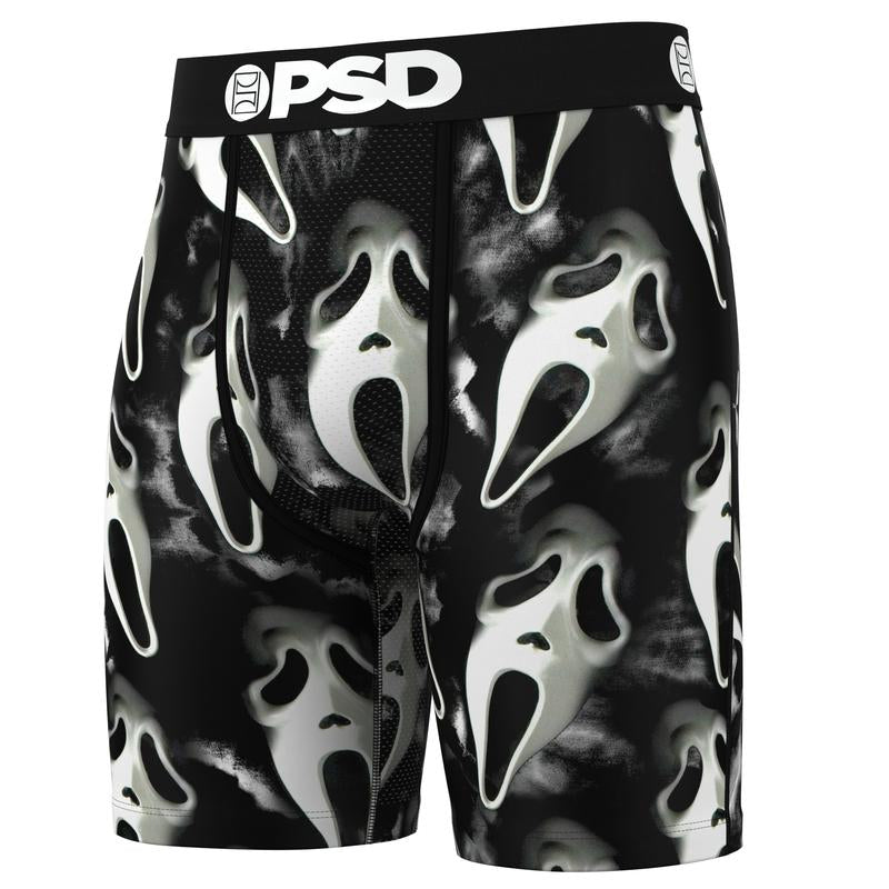 PSD Men'S Ghostface Dark Boxer Brief - Standard Length 7 Inch Inseam, Soft and Breathable Poly Blend Fabric