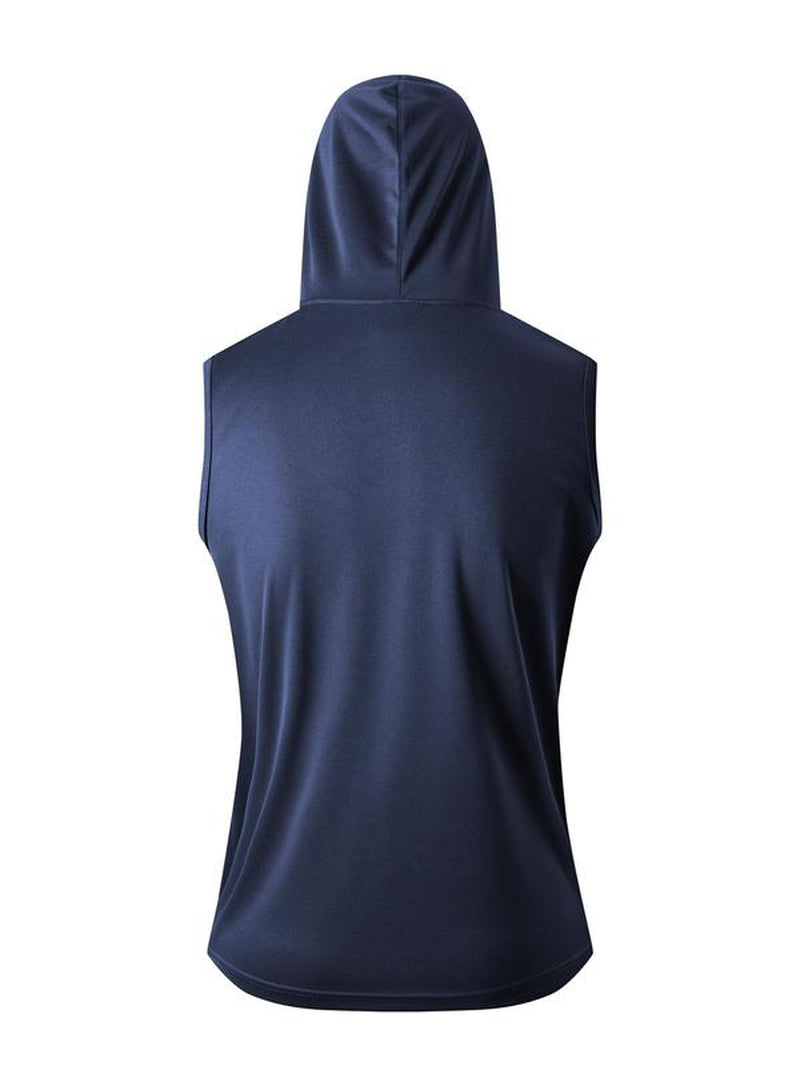 Men'S Plain Hooded Vests, Regular Fit Sporty Sleeveless Hoodie Vest for Running Gym Workout, Casual Men'S Top for All Seasons, Singlet