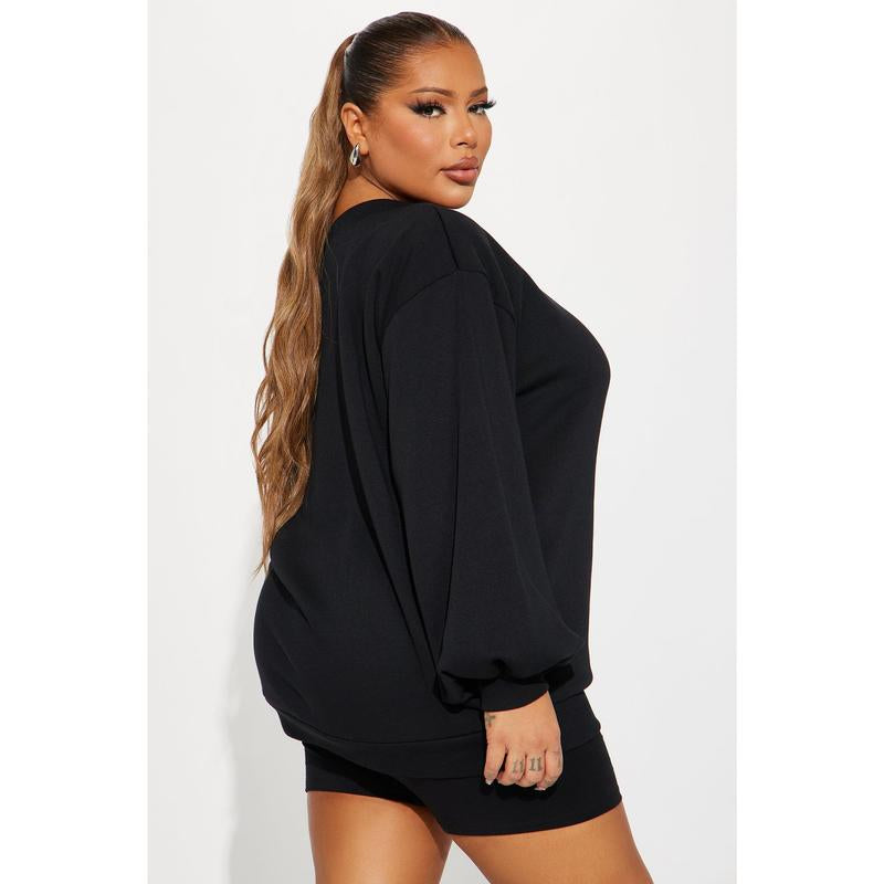 Vera off Shoulder Oversized Sweatshirt - Black