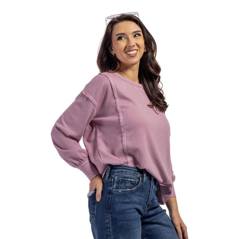Boardwalk Waffle Long Sleeve Top Comfort Womenswear