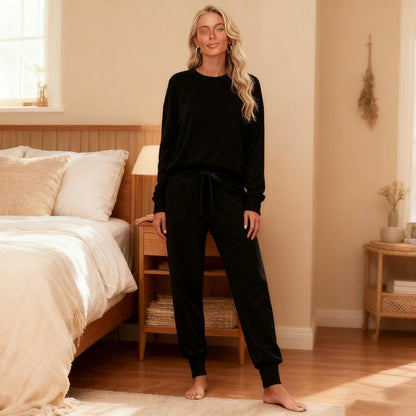 Women'S Long Sleeve Knit Loungewear Set Jogger Pants Outfit