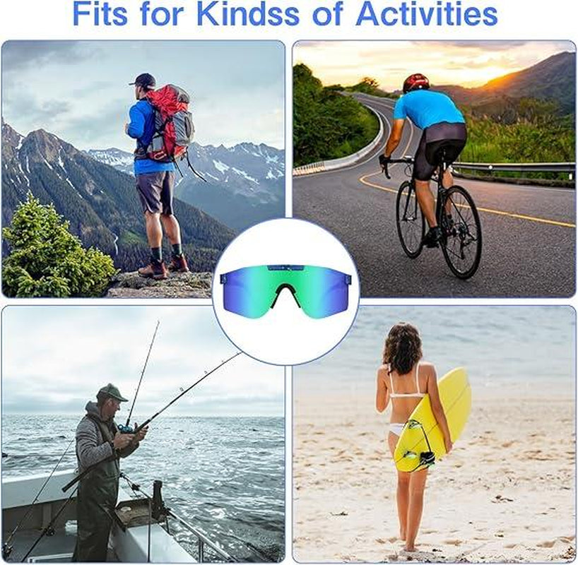 Trendy Sports Sunglasses - Polarised UV400 Mirrored Lens, Windproof & Dustproof for Outdoor Activities - Cycling, Running, Hiking & Driving - Unisex for Women and Men, C12 Tiktokshopbacktoschool Protection Shade Sporty Goggles