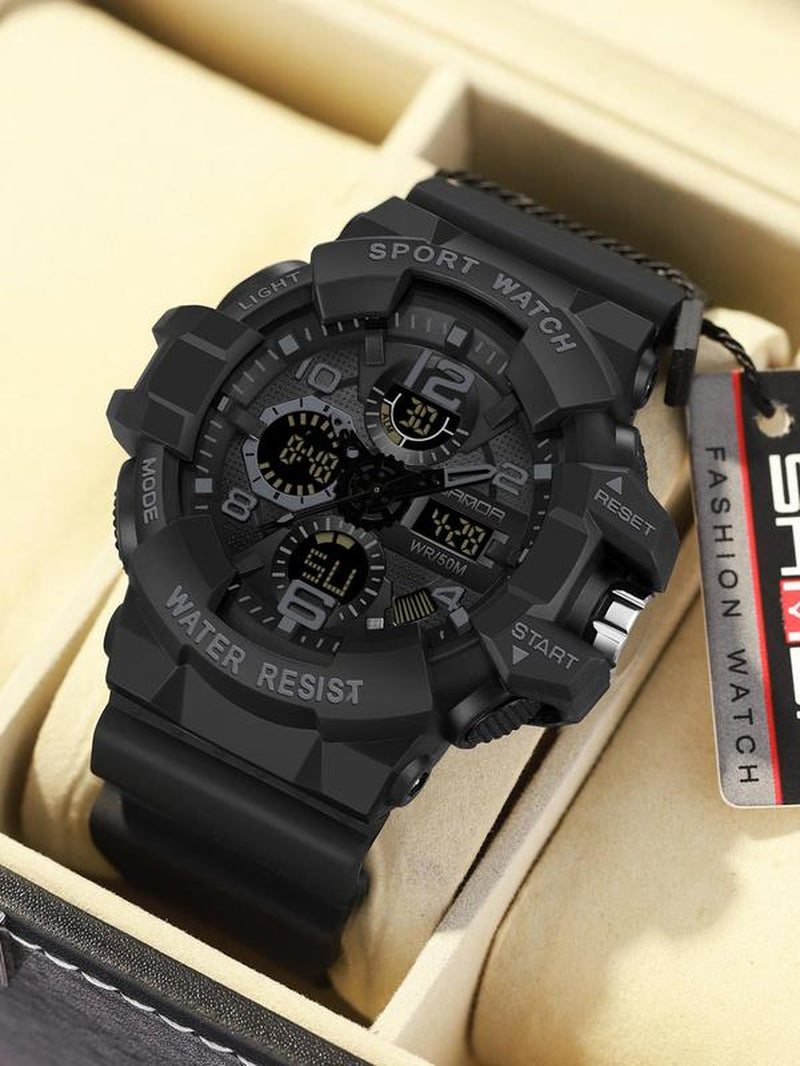 Men'S Sportive Digital Analog Quartz Watch, Fashionable Digital Watch with Alarm Mode, Trendy Watch for Daily Life