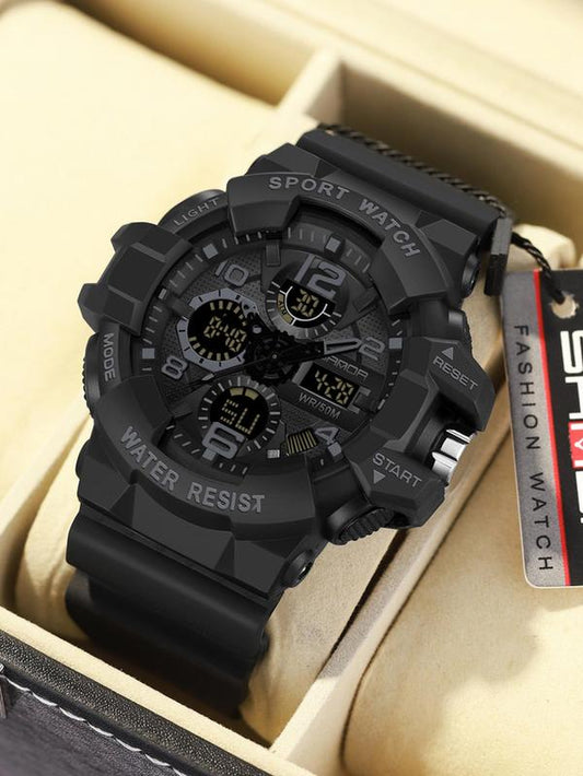 Men'S Sportive Digital Analog Quartz Watch, Fashionable Digital Watch with Alarm Mode, Trendy Watch for Daily Life