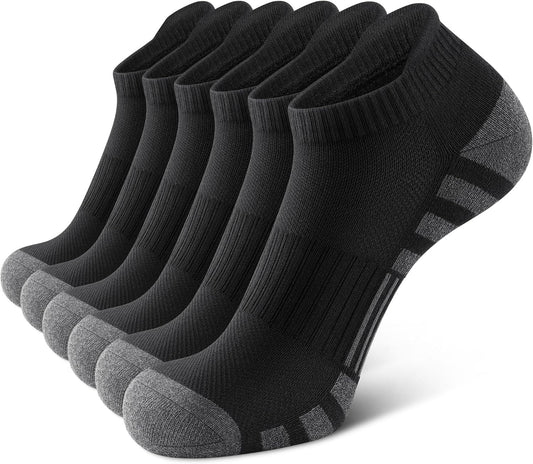 Athletic Running Ankle Cotton Socks, Low Cut Cushioned Performance Anti-Blister Tab Sports Socks for Men Women