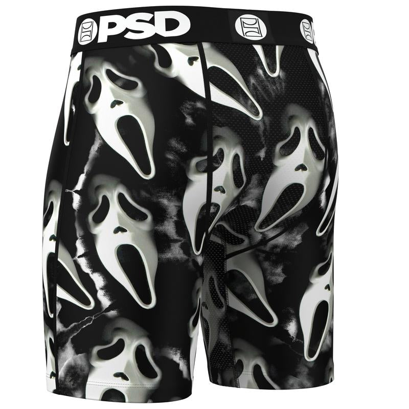 PSD Men'S Ghostface Dark Boxer Brief - Standard Length 7 Inch Inseam, Soft and Breathable Poly Blend Fabric