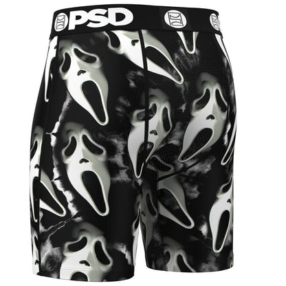 PSD Men'S Ghostface Dark Boxer Brief - Standard Length 7 Inch Inseam, Soft and Breathable Poly Blend Fabric