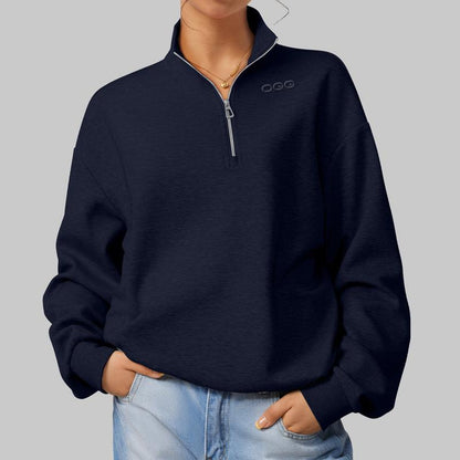 OQQ Women’S Athleisure Half-Zip Mock Neck Fall Long Sleeve Comfy Relaxed Casual Sweatshirts – Casual Lightweight Pullover Tops