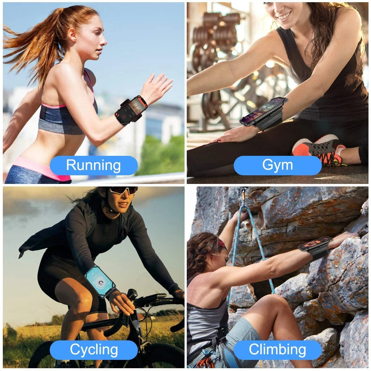 Phone Holder for Running Wristband, 360° Rotatable & Adjustable Cellphone Sports Band Case for Iphone Samsung Smartphones for Workout Exercise Fitness Gym Walking