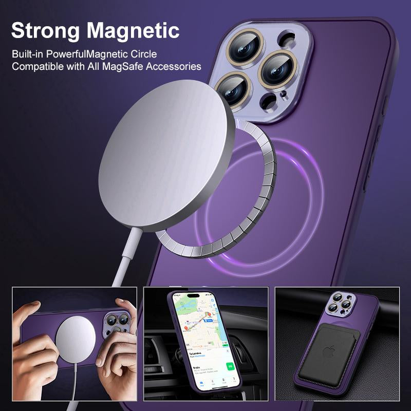 Magsafe Magnetic Case for Iphone 16 Pro Max 15 14 Shockproof Durable Wireless Charging Compatible Slim Design Impact Resistant Anti-Scratch Anti-Drop Protection Premium Black Case