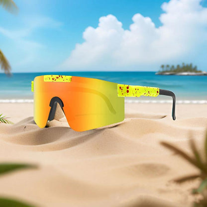 Trendy Sports Sunglasses - Polarised UV400 Mirrored Lens, Windproof & Dustproof for Outdoor Activities - Cycling, Running, Hiking & Driving - Unisex for Women and Men, C12 Tiktokshopbacktoschool Protection Shade Sporty Goggles