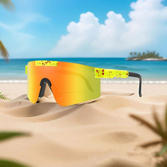 Trendy Sports Sunglasses - Polarised UV400 Mirrored Lens, Windproof & Dustproof for Outdoor Activities - Cycling, Running, Hiking & Driving - Unisex for Women and Men, C12 Tiktokshopbacktoschool Protection Shade Sporty Goggles