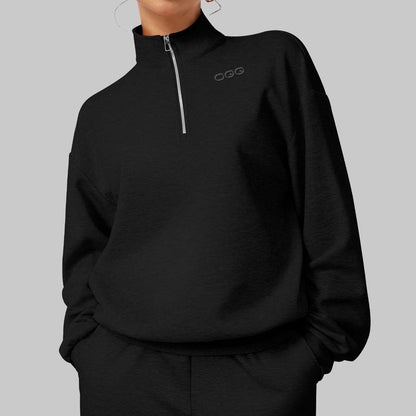 OQQ Women’S Athleisure Half-Zip Mock Neck Fall Long Sleeve Comfy Relaxed Casual Sweatshirts – Casual Lightweight Pullover Tops