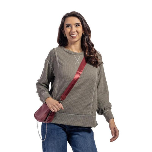 Boardwalk Waffle Long Sleeve Top Comfort Womenswear
