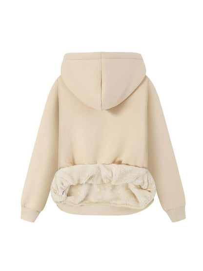 Women'S Letter Print Plush Lined Hoodie, Casual Warm Long Sleeve Hooded Sweatshirt, Ladies Fall & Winter Clothes for Daily Wear