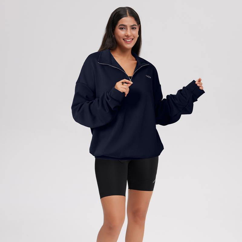 OQQ Women’S Athleisure Half-Zip Mock Neck Fall Long Sleeve Comfy Relaxed Casual Sweatshirts – Casual Lightweight Pullover Tops