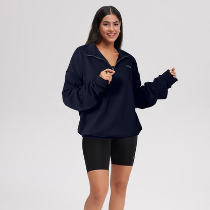 OQQ Women’S Athleisure Half-Zip Mock Neck Fall Long Sleeve Comfy Relaxed Casual Sweatshirts – Casual Lightweight Pullover Tops