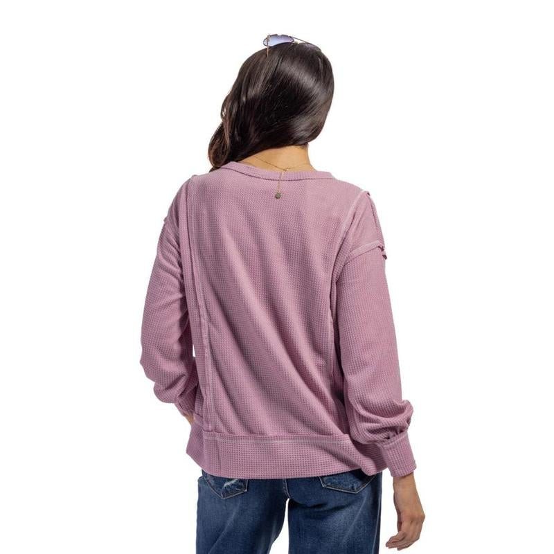 Boardwalk Waffle Long Sleeve Top Comfort Womenswear