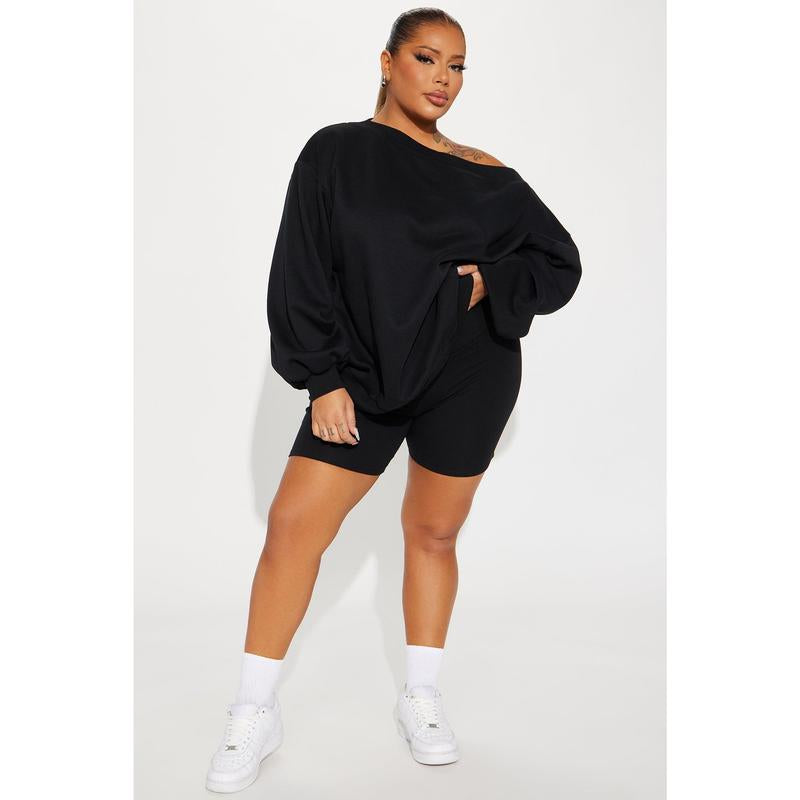 Vera off Shoulder Oversized Sweatshirt - Black