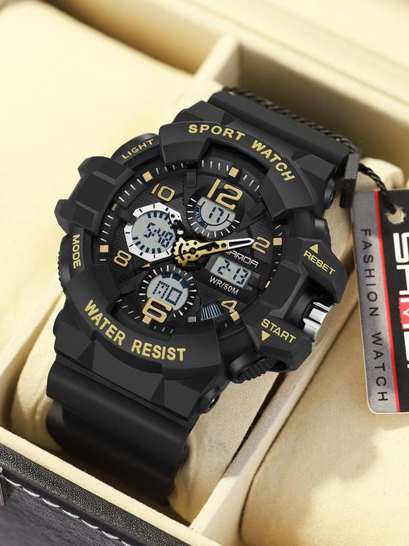 Men'S Sportive Digital Analog Quartz Watch, Fashionable Digital Watch with Alarm Mode, Trendy Watch for Daily Life