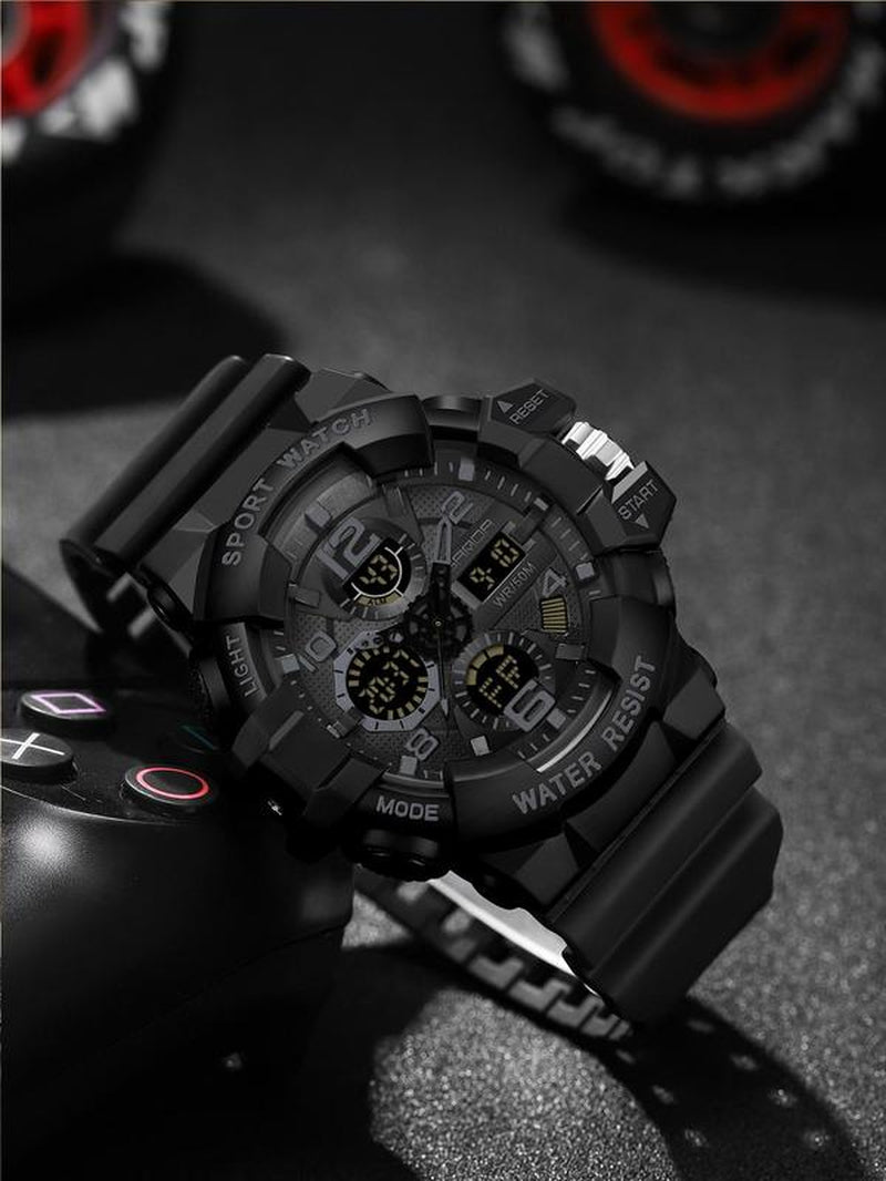 Men'S Sportive Digital Analog Quartz Watch, Fashionable Digital Watch with Alarm Mode, Trendy Watch for Daily Life