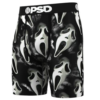 PSD Men'S Ghostface Dark Boxer Brief - Standard Length 7 Inch Inseam, Soft and Breathable Poly Blend Fabric