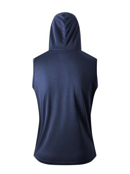 Men'S Plain Hooded Vests, Regular Fit Sporty Sleeveless Hoodie Vest for Running Gym Workout, Casual Men'S Top for All Seasons, Singlet