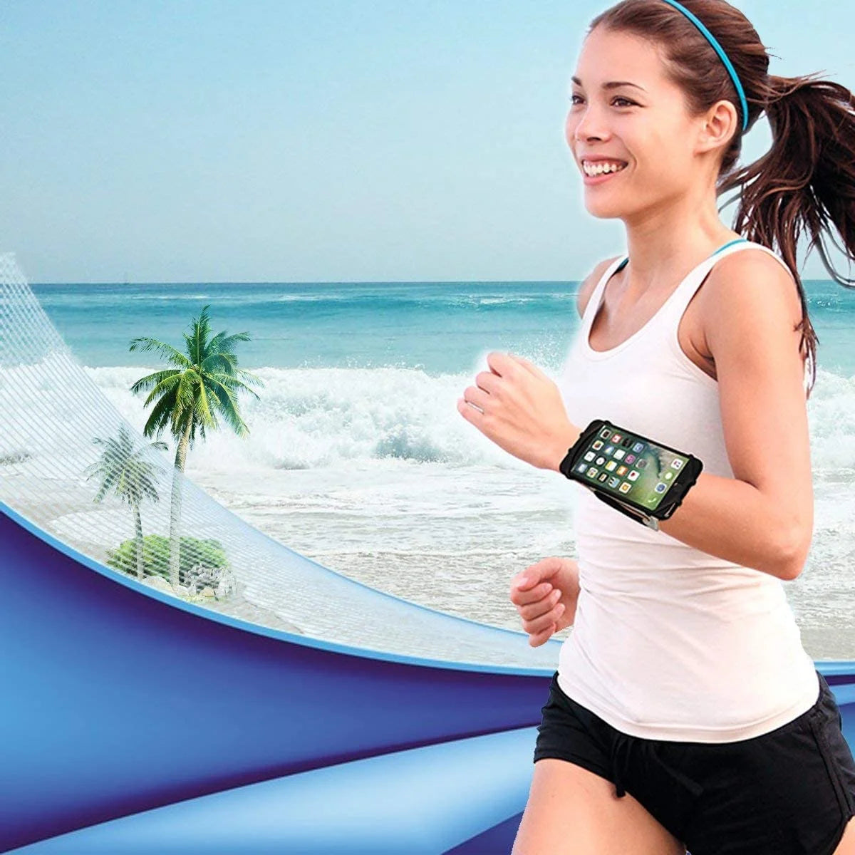 Phone Holder for Running Wristband, 360° Rotatable & Adjustable Cellphone Sports Band Case for Iphone Samsung Smartphones for Workout Exercise Fitness Gym Walking