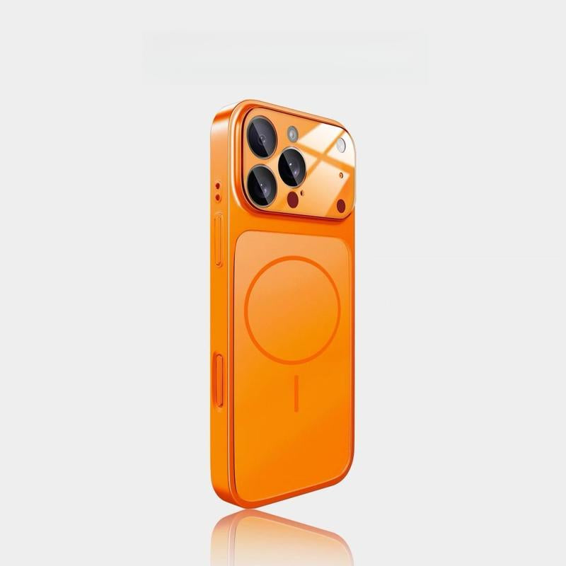 Suitable for IP 17 Pro Max Phone Case 14 Magnetic IP 16 Simple 13 Glass 15 Large Window Protective Cover High-Transparency Tempered Glass Magnetic Compatibility Anti-Drop Design
