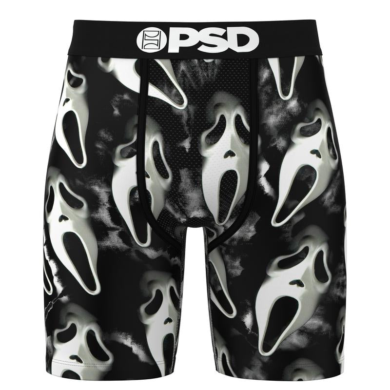 PSD Men'S Ghostface Dark Boxer Brief - Standard Length 7 Inch Inseam, Soft and Breathable Poly Blend Fabric
