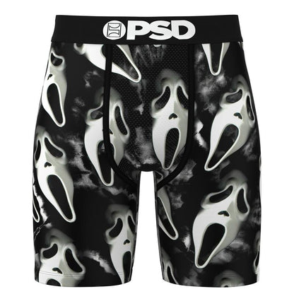 PSD Men'S Ghostface Dark Boxer Brief - Standard Length 7 Inch Inseam, Soft and Breathable Poly Blend Fabric