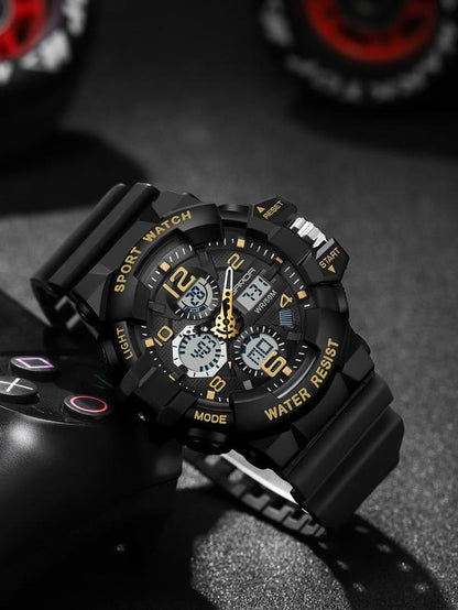 Men'S Sportive Digital Analog Quartz Watch, Fashionable Digital Watch with Alarm Mode, Trendy Watch for Daily Life