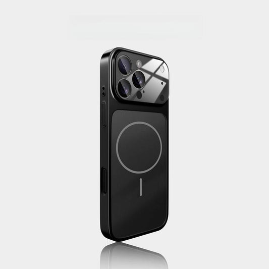 Suitable for IP 17 Pro Max Phone Case 14 Magnetic IP 16 Simple 13 Glass 15 Large Window Protective Cover High-Transparency Tempered Glass Magnetic Compatibility Anti-Drop Design