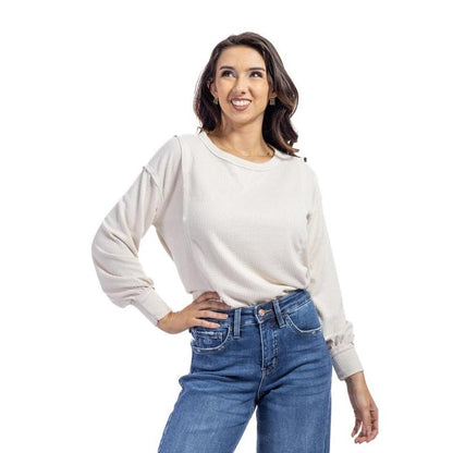 Boardwalk Waffle Long Sleeve Top Comfort Womenswear